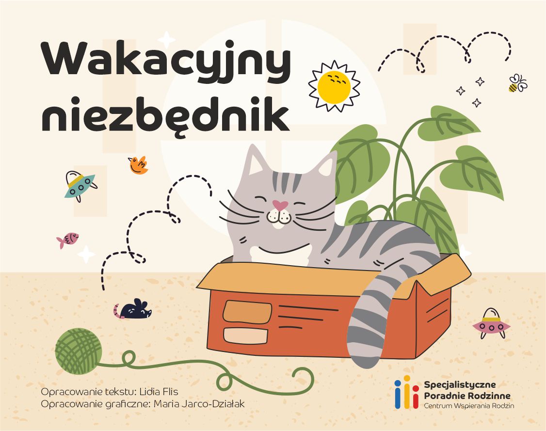 Wakacyjny niezbędnik. Tekst: Lidia Flis Grafika: Maria Jarco-Działak