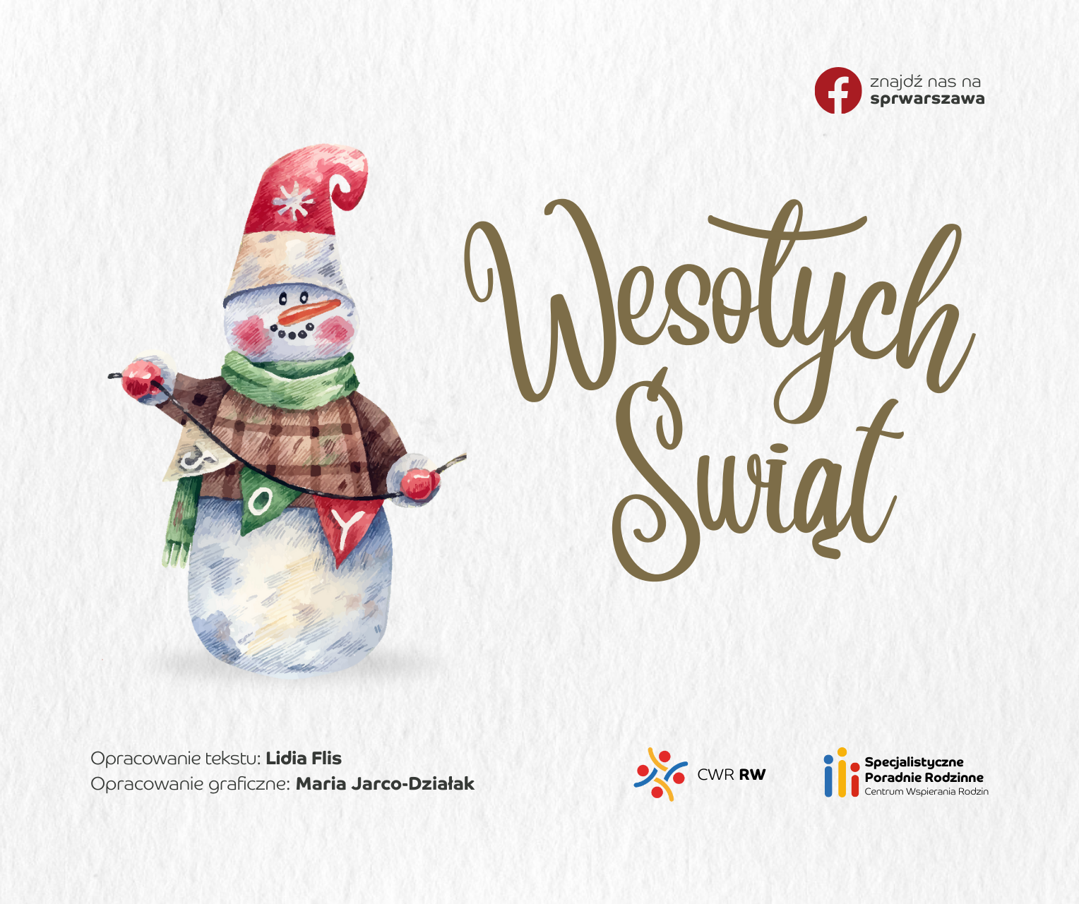 Wesołych Świąt! grafika z bałwankiem.